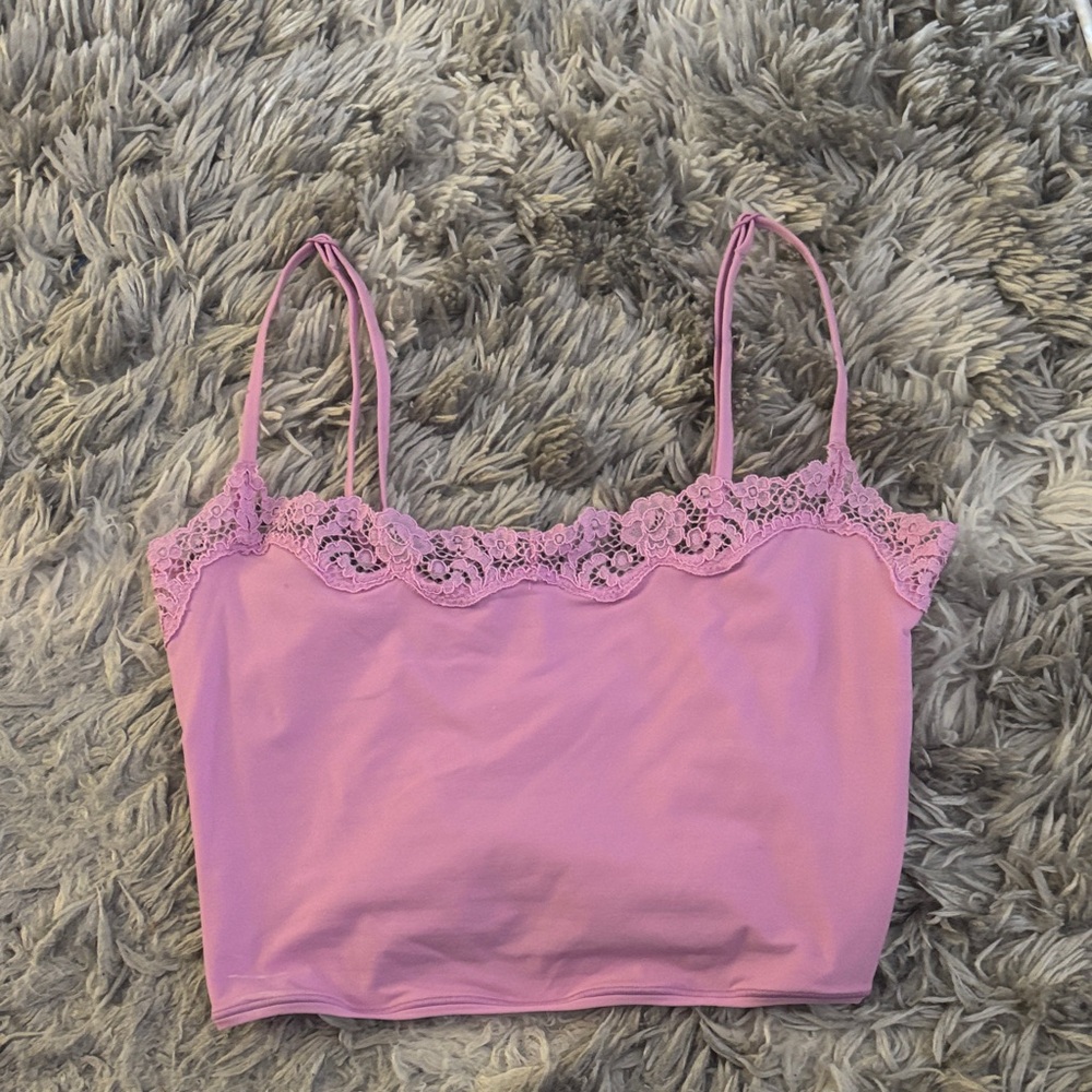 SKIMS Light Pink Lace Trim Cami Top
